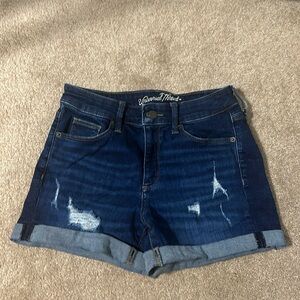 High waist blue jeans shorts